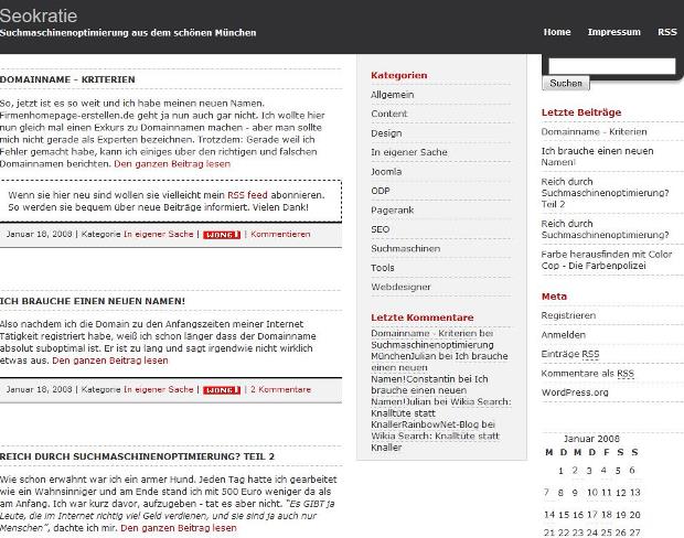 Seokratie 2008: State of the Art Webdesign! 