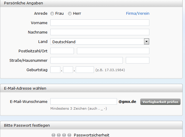 Registrierungsformular