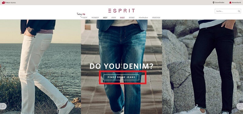 Call-to-Action bei Esprit.de