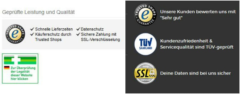 Vertrauen erweckende Symbole im E-Commerce