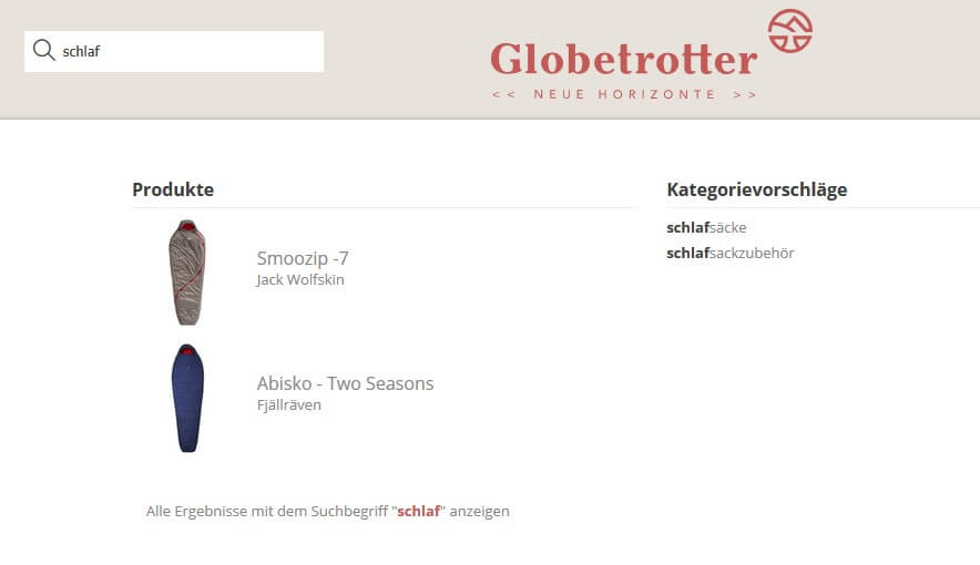 Produktsuche bei Globetrotter.de