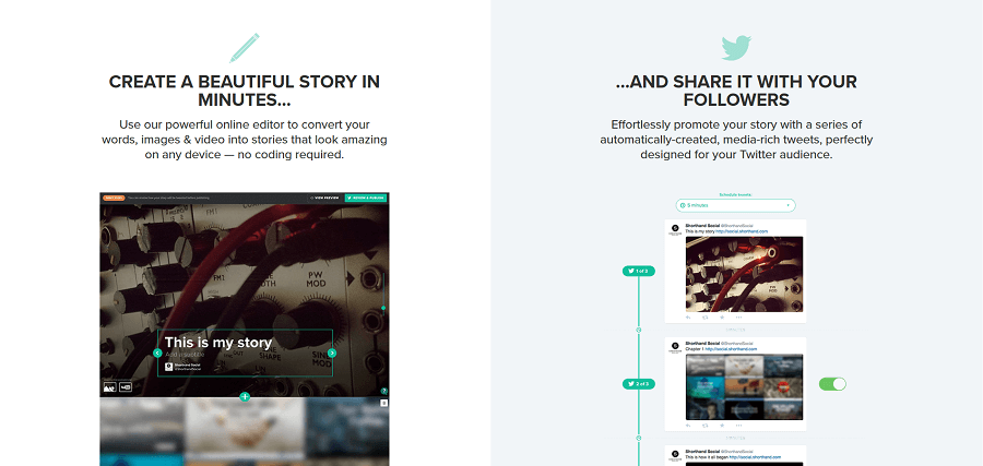 Mit Shorthand Social einfach und schnell Storys für Twitter erstellen. 