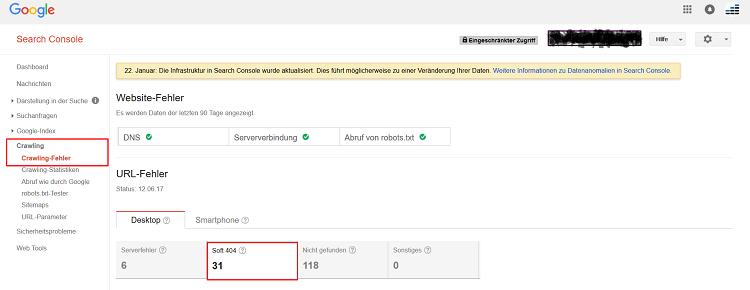 soft 404 fehler search console