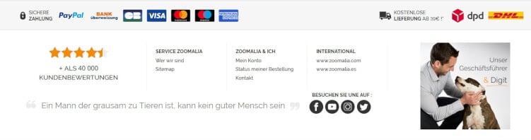Footer im Onlineshop