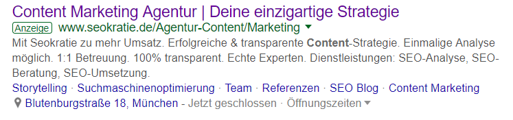 Beispiel einer Google Ads Anzeige