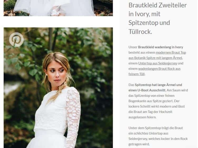 Produkttext Beispiel Brautkleid