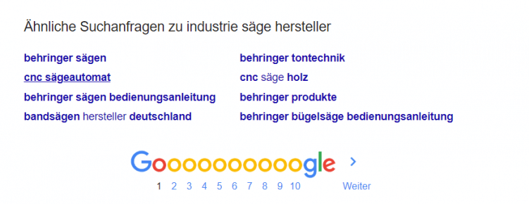 Screenshot aus der Google Suche mit ähnlichen Suchanfragen