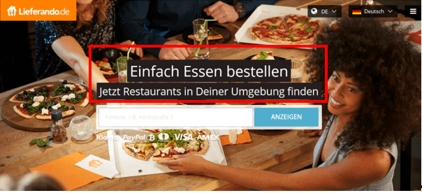 Screenshot website lieferando.de