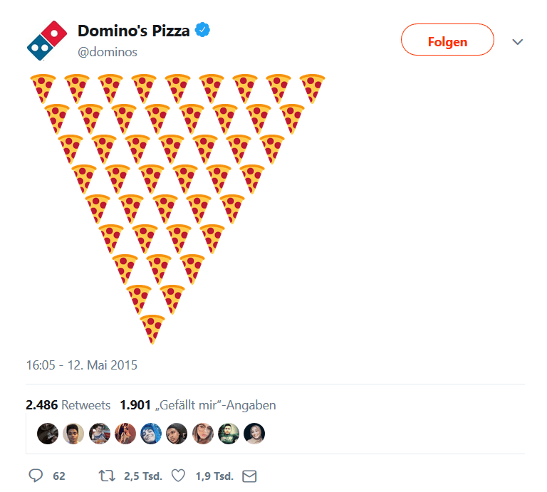 Domino’s Pizza Twitter-Emoji-Kampagne Screenshot