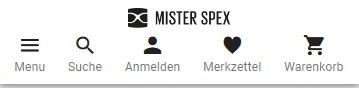 Beispiel Header mobile Website misterspex