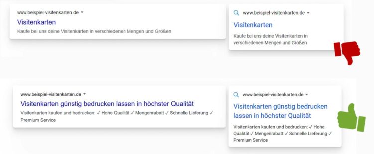 Gute Titles und Descriptions erhöhen die CTR