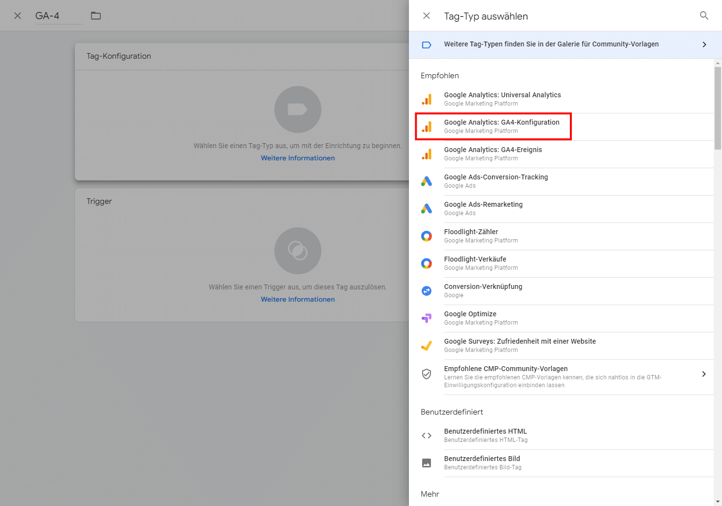 Google Tag Manager GA4-Konfiguration