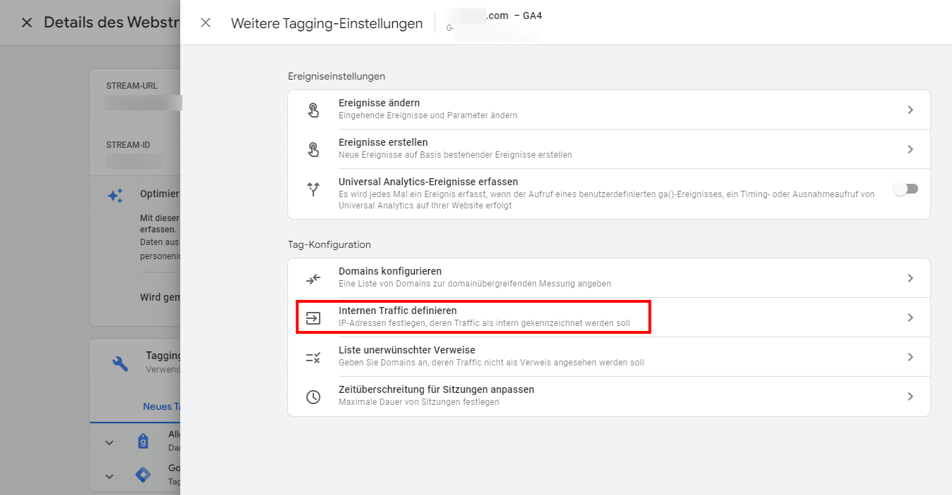 Internen Traffic ausschließen