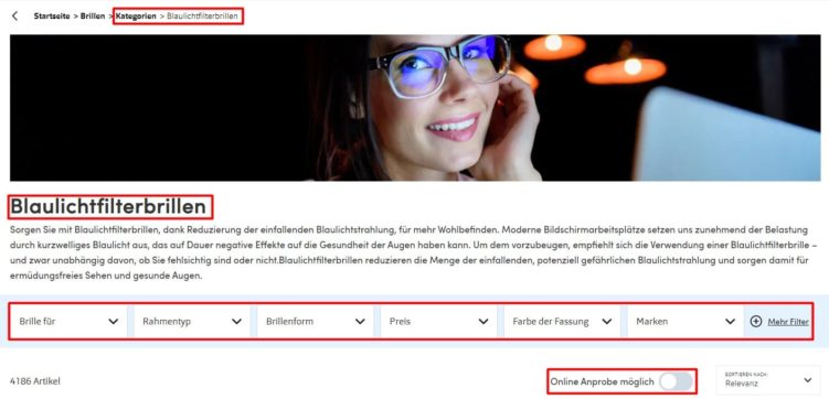 Kategorieseite zu Blaulichtfilterbrillen bei Apollo