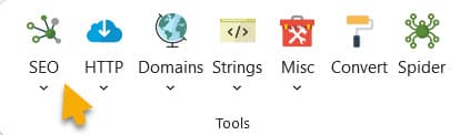 Die SEO-Tools von SeoTools for Excel erreichst Du ganz links im Menüband.