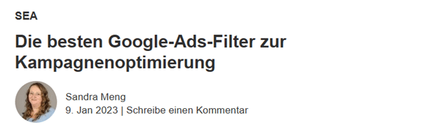 Überschrift "Die besten Google-Ads-Filter"