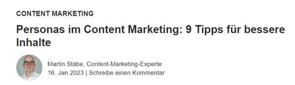Überschrift "Personas im Content Marketing"