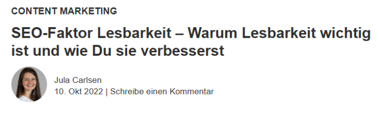 Überschrift zu "SEO-Faktor Lesbarkeit"