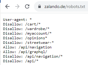 Aufbau der Robots.txt-Datei am Beispiel von zalando.de