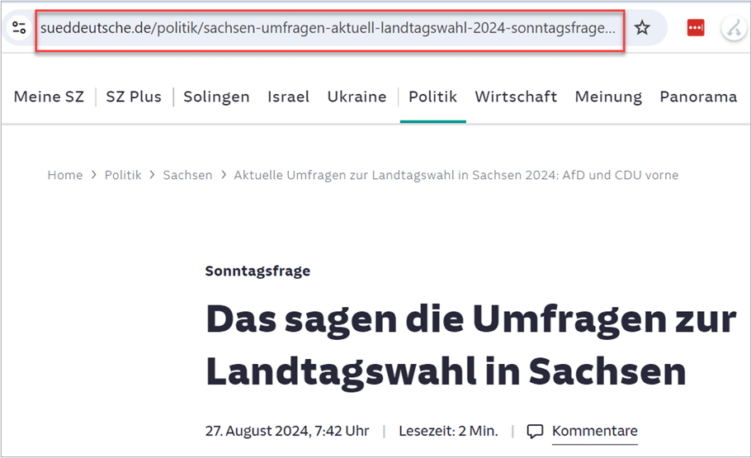 SZ-Artikel mit relevanten Keywords in der URL