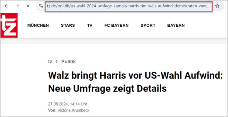 TZ-Artikel mit relevanten Keywords in der URL