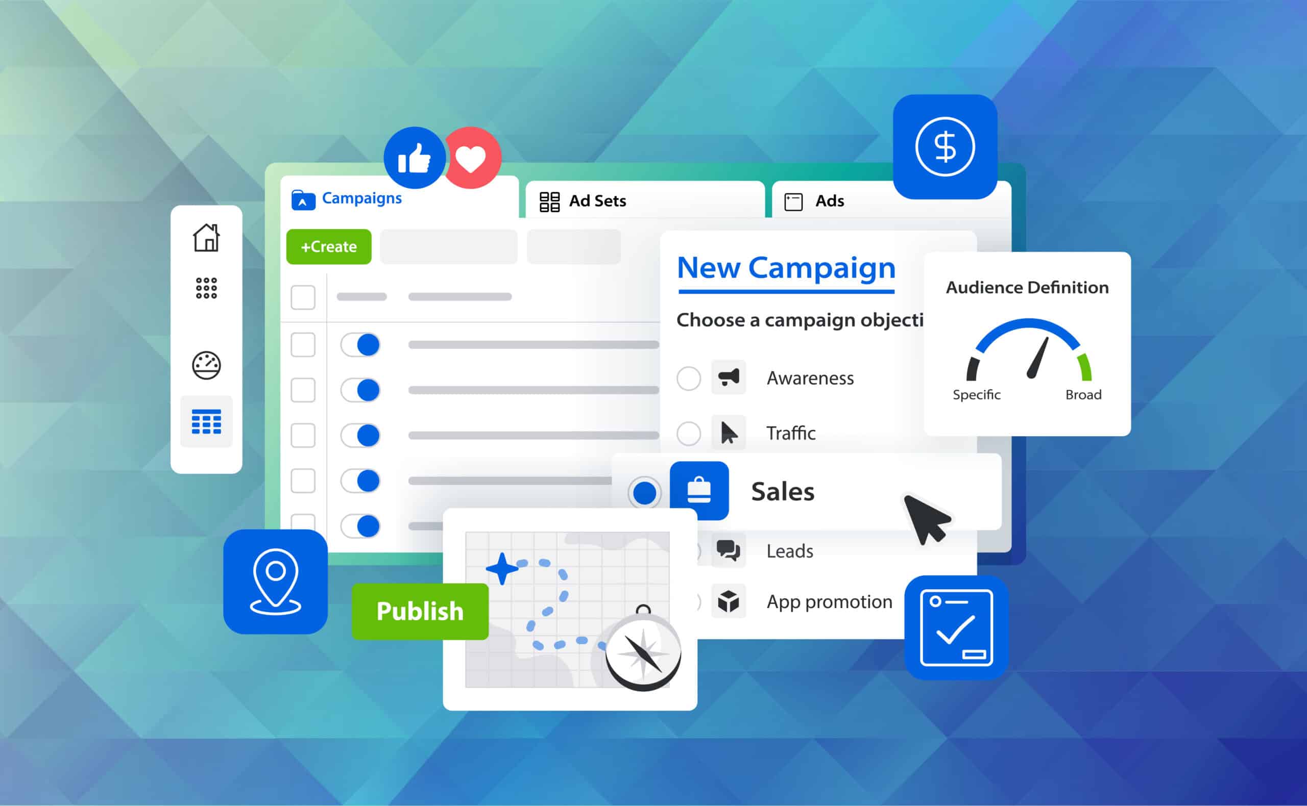 Das User Interface des Meta Werbeanzeigenmanagers