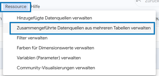 Screenshot aus Lookerstudio: zusammengeführte Datenquellen erstellen
