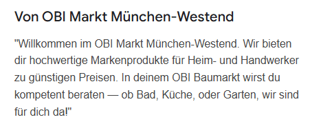 Google Unternehmensprofil-Beschreibung innerhalb der 250 Zeichen.