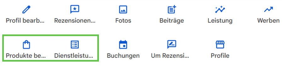 Produkte und Dienstleistungen in Google Unternehmensprofil hinterlegen.